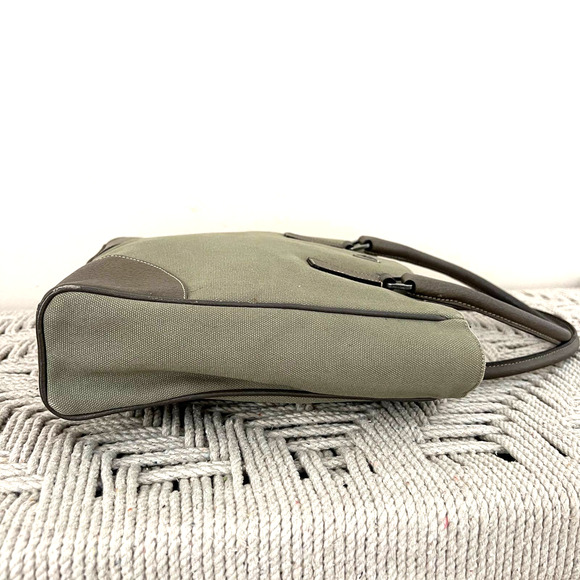 PRADA Olive Logo Canvas and Leather Tote Bag - Picture 7 of 13